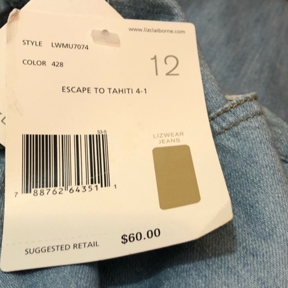 Lizwear Jean Escape to Tahiti Capris Size 12 - Picture 9 of 10